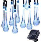 Dış Mekan Güneş Enerjili Işık, 20ft 30 LED Su Geçirmez Peri Su Damlası Işıkları Bahçe, Dış Mekan, Veranda, Çim ve Tatil Süslemeleri için Dekoratif Ambiyans Aydınlatması (Mavi)