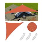 Dış mekan güneş tentesi, gölgelik, %98 UV bloğu, su geçirmez, üçgen veranda tente, bahçe, avlu, çim için, nefes alabilir, ip ve D halkalı kumaş, 4,5 x 4,5 x 6,4 m