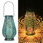 Dış mekan için LED solar fener, büyük, metal solar lamba, dış mekan için, asılı, JOYCREATOR solar fener, IP65 su geçirmez, bahçe, teras, balkon, Noel dekorasyonu için hediye (turkuaz/büyük)
