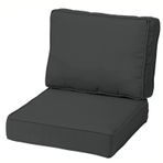 Dış mekan minder seti, derin koltuk kapitone veranda sandalyesi minderleri, dört mevsim bahçe mobilyası yastıkları kravatlı 45 x 45 cm koyu gri rahat ve bahçe ve veranda kullanımı için