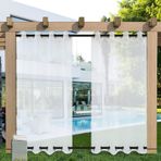 Dış Mekan Şeffaf Perdeler 2'li Paket (71 x 87 inç) Su Geçirmez Beyaz Vual Perdeler Veranda Sundurma Pergola Cabana Gazebo İç Mekan/Dış Mekan Gromet Üst Şeffaf Perde Oturma Odası için