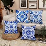 Dış Mekan Su Geçirmez Mermer Minder Kılıfları 30,5 x 40,7 cm 4'lü Set Dekoratif Yastık Kılıfı Çift Taraflı Baskılı Veranda Bahçe Kanepe Sandalye Yatağı için - Çiçek Tasarımı PX-185