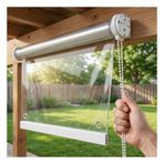 Dış Mekan Suya Dayanıklı Gölgelikler, Şeffaf Vinil roll up Sundurma Perdeleri, Şeffaf PVC Plastik Stor Perde, Rüzgar Geçirmez/Toz Geçirmez, delikli(W135*H180cm/W53.14*H70.86in)