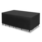 Dış Mekan Veranda Mobilya Örtüsü 230x100x60cm Su Geçirmez Rüzgar Geçirmez Anti UV Dikdörtgen Bahçe Masa Örtüsü Tokalar ve İpli Yırtılmaya Dayanıklı 420D Oxford Kumaş Siyah