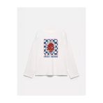 Disante %100 Pamuk Oversize Fit Sweet Cherry Baskılı - Bisiklet Yaka Uzun Kollu T-shirt