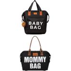 Disanuva Krem Baby Bag Anne Bebek Çantası Bebek Bakım Çantası (Termal Çanta Hediye) - Siyah
