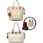 Disanuva Krem Baby Bag Anne Bebek Çantası Bebek Bakım Çantası (Termal Çanta Hediye)