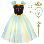 Discoball Anna Prenses Kostüm, Kızlar Elsa Anna Elbise Buz Kar Kraliçesi Cadılar Bayramı için Noel Cosplay Doğum Günü Partisi Kostüm Fantezi Giydirme