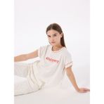 Discovery Expedition Beyaz Kadın Relaxed Baskılı T-Shirt D5SL-TST3571
