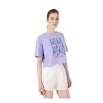 Discovery Expedition Bisiklet Yaka Crop Baskılı T-Shirt, L, 5003227097, Lila, Kadın