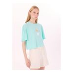 Discovery Expedition Bisiklet Yaka Relaxed Baskılı T-Shirt, L, 5003227153, Mint, Kadın