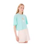 Discovery Expedition Bisiklet Yaka Relaxed Baskılı T-Shirt, M, 5003227153, Mint, Kadın
