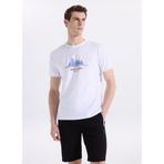 Discovery Expedition Bisiklet Yaka Relaxed Baskılı T-Shirt, XL, 5003329872, Beyaz, Erkek