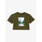 Discovery Expedition D4SG-TST3097 Haki Baskılı Kadın T-Shirt