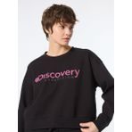 Discovery Expedition D4WL-SWT3010 Siyah Kadın Bisiklet Crop Baskılı Sweatshirt