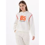 Discovery Expedition D5SL-SWT3570 Kırık Beyaz Kapüşon Yaka Relaxed Baskılı Kadın Sweatshırt