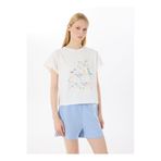 Discovery Expedition D5SL-TST3504 Beyaz Bisiklet Yaka Relaxed Baskılı Kadın T-Shirt