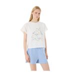 Discovery Expedition D5SL-TST3504 Bisiklet Yaka Relaxed Baskılı T-Shirt, M, 5003227152, Beyaz, Kadın