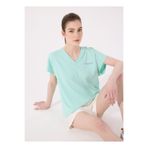 Discovery Expedition D5SL-TST3544 Mint V Yaka Relaxed Düz Kadın T-Shirt