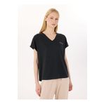Discovery Expedition D5SL-TST3544 Siyah V Yaka Relaxed Düz Kadın T-Shirt