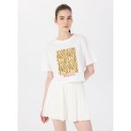 Discovery Expedition D5SL-TST3641 Beyaz Kadın Crop Baskılı T-Shirt