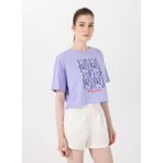 Discovery Expedition D5SL-TST3641 Lila Kadın Crop Baskılı T-Shirt