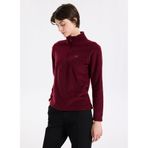 Discovery Expedition D5WL-SWT3302 Bordo Fermuarlı Yaka Basic Düz Kadın Polar Sweatshırt - XS