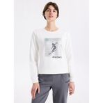 Discovery Expedition D5WL-SWT3613 Beyaz Bisiklet Yaka Relaxed Baskılı Kadın Sweatshırt - XL