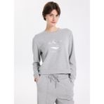 Discovery Expedition D5WL-SWT3615 Gri Melanj Bisiklet Yaka Relaxed Baskılı Kadın Sweatshırt