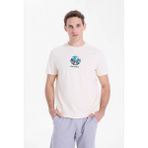 Discovery Expedition D6SM-TST3688 Krem Bisiklet Relaxed Düz Erkek T-Shirt - XL