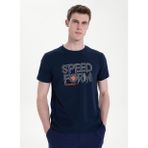 Discovery Expedition D6SM-TST3706 Lacivert Bisiklet Relaxed Baskılı Erkek T-Shirt