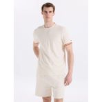 Discovery Expedition D6SM-TST3727 Krem Bisiklet Yaka Relaxed Fit Erkek T-Shirt - XL