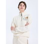 Discovery Expedition Ekru Kadın Dik Yaka Relaxed Baskılı Sweatshirt D5WL-SWT3595