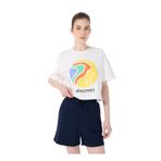 Discovery Expedition Kırık Beyaz Bisiklet Yaka Crop Baskılı T-Shirt, L, 5003227076, Kırık Beyaz, Kadın