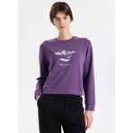 Discovery Expedition Mor Kadın Relaxed Baskılı Sweatshirt D5WL-SWT3615