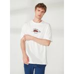 Discovery Leaf Expedition Bisiklet Yaka Nakışlı Kırık Beyaz Erkek T-shirt