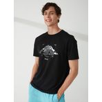Discovery TEN Expedition Bisiklet Yaka Baskılı Siyah Erkek T-Shirt
