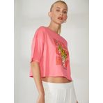 Discovery W-ROTA Expedition Bisiklet Yaka Baskılı Pembe Kadın T-Shirt
