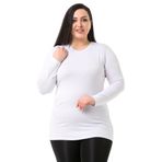 disentis Büyük Beden Bisiklet Yaka Uzun Kollu Viskon Beyaz Body