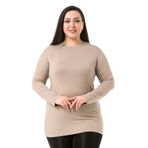 disentis Büyük Beden Bisiklet Yaka Uzun Kollu Viskon Kum Rengi Body