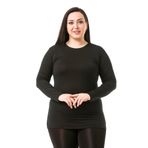 disentis Büyük Beden Bisiklet Yaka Uzun Kollu Viskon Siyah Body