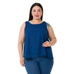 Disentis Modest Büyük Beden Arkadan Bağlama Detaylı Şifon Lacivert Bluz - 44