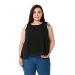 Disentis Modest Büyük Beden Arkadan Bağlama Detaylı Şifon Siyah Bluz - 46