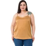 Disentis Modest Büyük Beden Ayarlanabilir Ince Askılı Saten Camel Bluz - 54