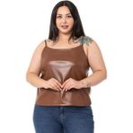 Disentis Modest Büyük Beden Ayarlanabilir Ince Askılı Sırtı Lastikli Deri Taba Bluz - 44
