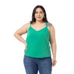 Disentis Modest Büyük Beden Ayarlanabilir Ince Askılı V Yaka Benetton Yeşili Bluz,50