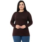 DISENTIS MODEST Büyük Beden Bisiklet Yaka Uzun Kollu Viskon Kahverengi Body
