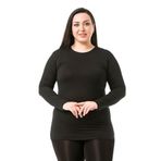 DISENTIS MODEST Büyük Beden Bisiklet Yaka Uzun Kollu Viskon Siyah Body, 44