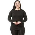 Disentis Modest Büyük Beden Bisiklet Yaka Uzun Kollu Viskon Siyah Body - 48