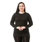Disentis Modest Büyük Beden Bisiklet Yaka Uzun Kollu Viskon Siyah Body, 60